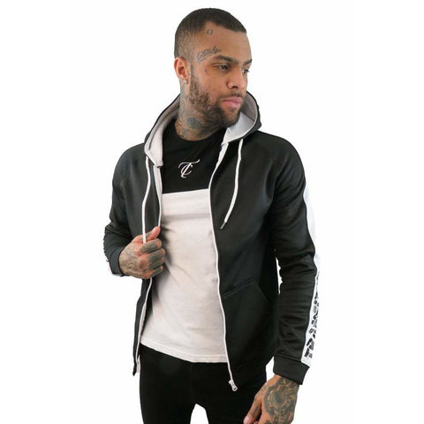 Contrast Zip Up Jacket - Black/White