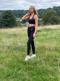 Deep Black Logo Sports Bra