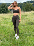 Olive Green Aura Logo Sports Bra