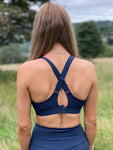 Navy Blue Aura Logo Sports Bra