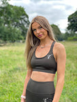 Olive Green Aura Logo Sports Bra