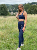 Navy Blue Aura Logo Sports Bra